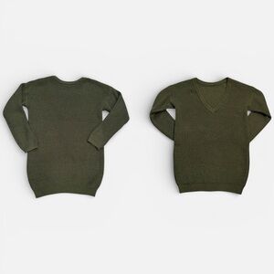 Lulus Army Green Sweater Tunic With Deep V Back